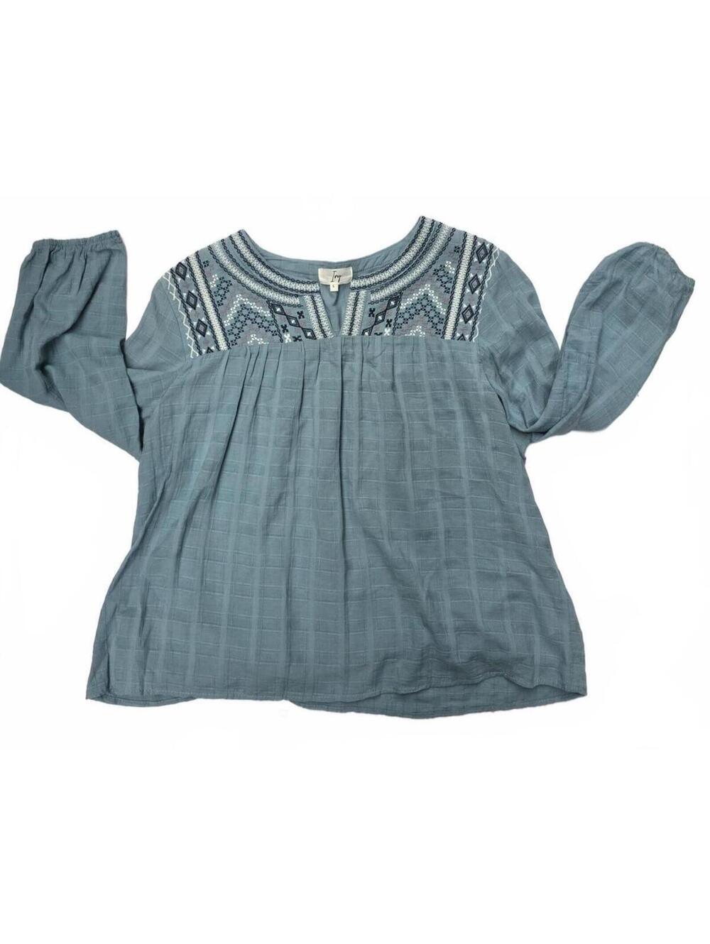 Ivy Boho Pale Blue Cotton Enbroidered Top